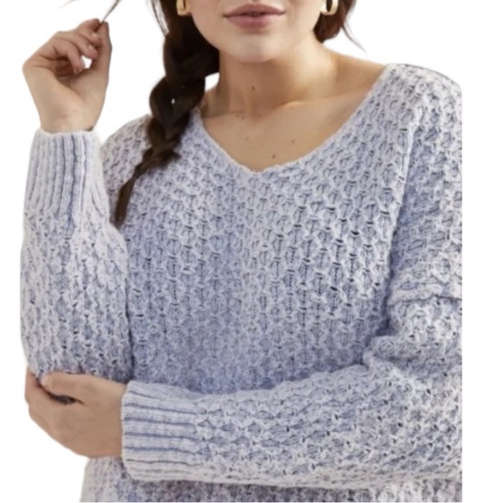 Anthropologie Pilcro Christian Periwinkle Lavender V-Neck Cropped Sweater - M